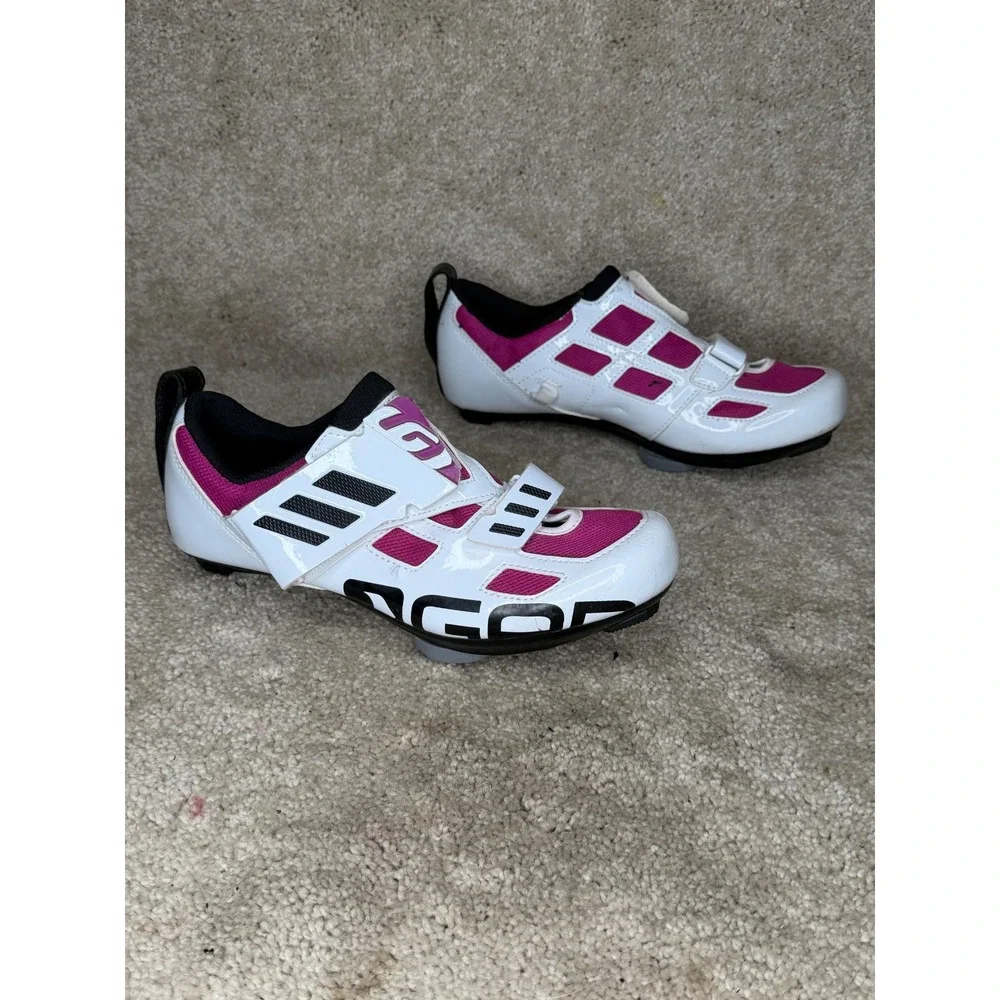 Louis Garneau Cycling Shoes Womens 39 White Magenta Excellent Road Spin Cleats
